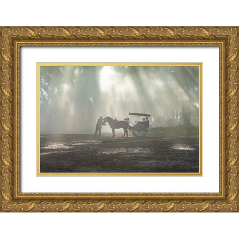 Raw Of Light Gold Ornate Wood Framed Art Print with Double Matting by Achmad, Indra