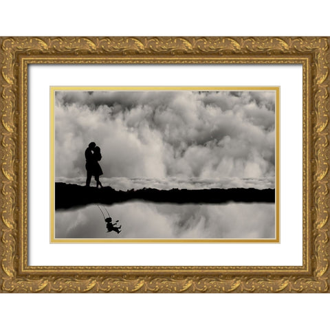 The mirroring Gold Ornate Wood Framed Art Print with Double Matting by Dan, Ciupureanu