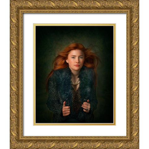 Portrait Of Cara Gold Ornate Wood Framed Art Print with Double Matting by O Mahony, Kieran
