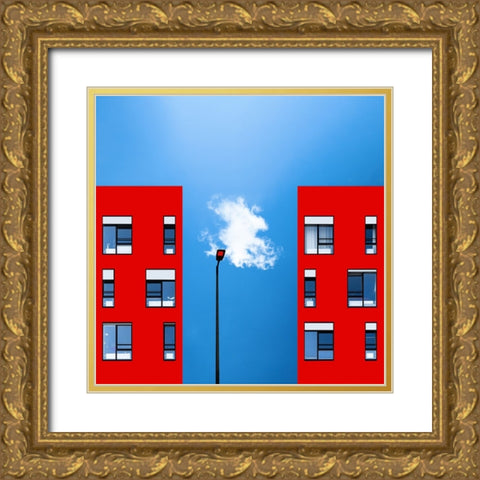 Blue and red Gold Ornate Wood Framed Art Print with Double Matting by Schuster, Inge