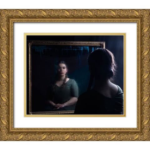 Mirror Gold Ornate Wood Framed Art Print with Double Matting by Marjanmashhadi