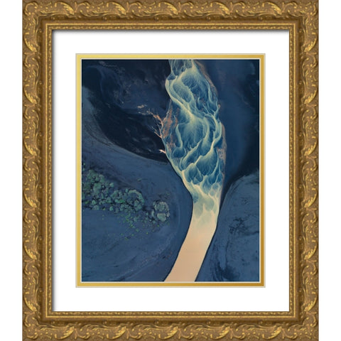 Section Of A Stream Gold Ornate Wood Framed Art Print with Double Matting by Dou, Shenshen