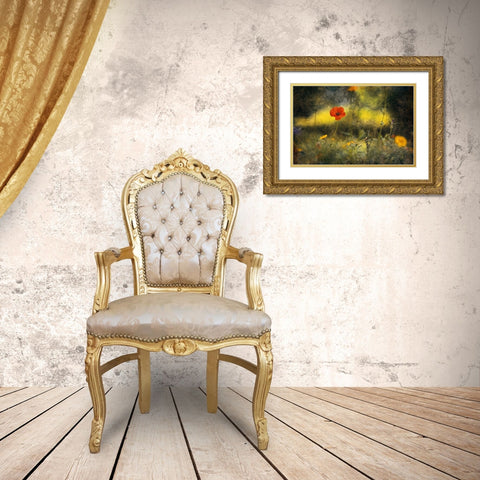 Poppy Gold Ornate Wood Framed Art Print with Double Matting by Van Der, Jan