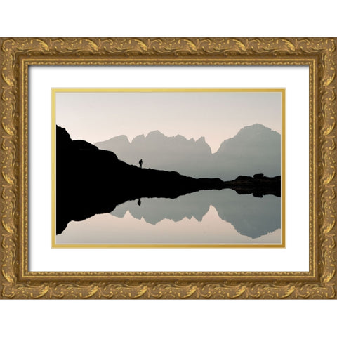 Reflection Gold Ornate Wood Framed Art Print with Double Matting by Zadra, Francesco