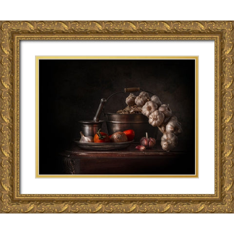 Daily Gold Ornate Wood Framed Art Print with Double Matting by Perfoncio, Margareth