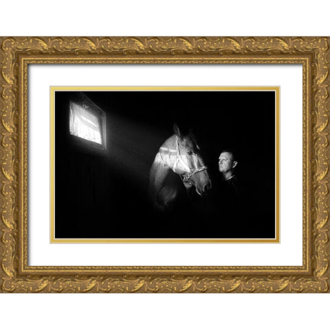 Mute Conversation Gold Ornate Wood Framed Art Print with Double Matting by Kazun, Andrii