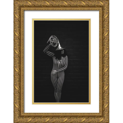 Music Gold Ornate Wood Framed Art Print with Double Matting by Zvagina, Dzintra