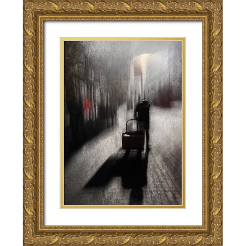 Solitary Gold Ornate Wood Framed Art Print with Double Matting by Lammakmak