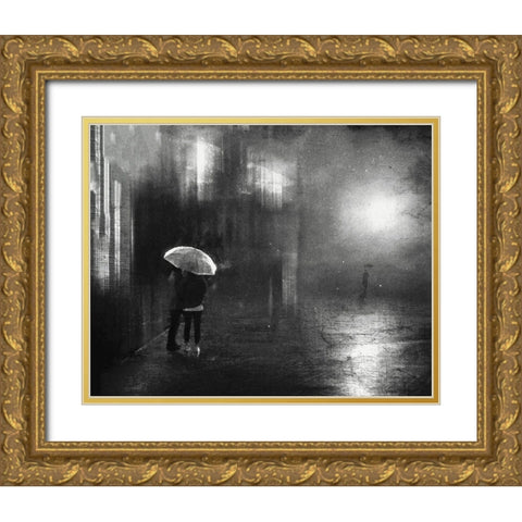 Farewell Gold Ornate Wood Framed Art Print with Double Matting by Lammakmak