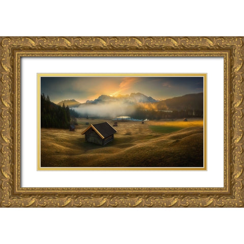 Bavarian morning... Gold Ornate Wood Framed Art Print with Double Matting by Browko, Krzysztof