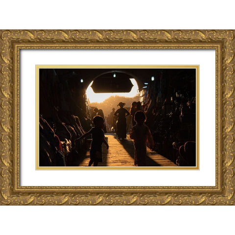 Play time Gold Ornate Wood Framed Art Print with Double Matting by Om, Amaya