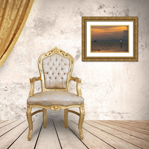 On Her Own Gold Ornate Wood Framed Art Print with Double Matting by Om, Amaya