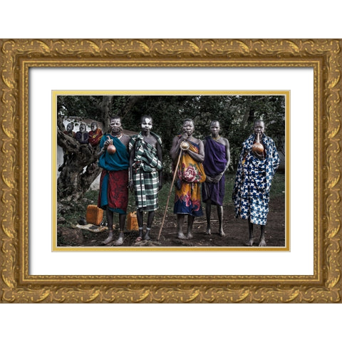 Surmi Tribe Women - Ethiopia Gold Ornate Wood Framed Art Print with Double Matting by Inazio Kuesta, Joxe
