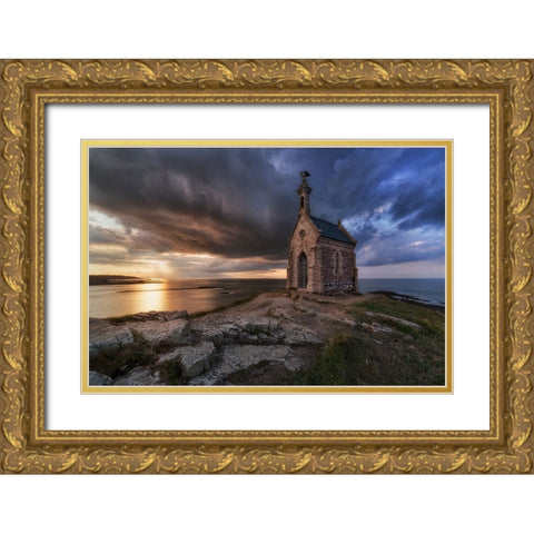 Ilot St-Michel Gold Ornate Wood Framed Art Print with Double Matting by Patrick, Boterman