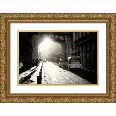 Sunset In Lisbone Gold Ornate Wood Framed Art Print with Double Matting by Kozuh, Primoz