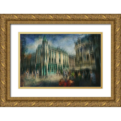Arnhem City-The Netherlands Gold Ornate Wood Framed Art Print with Double Matting by Van Der, Jan
