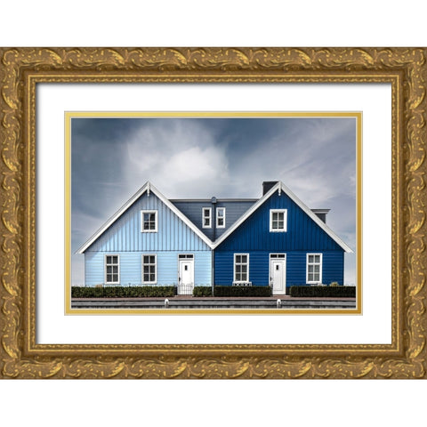 Summer cottages by the sea... Gold Ornate Wood Framed Art Print with Double Matting by Claes, Gilbert