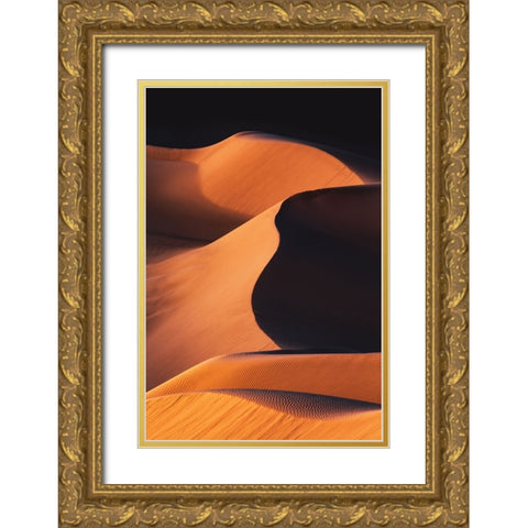 Sand Dunes under the Morning Sun Gold Ornate Wood Framed Art Print with Double Matting by Qiu, Jenny