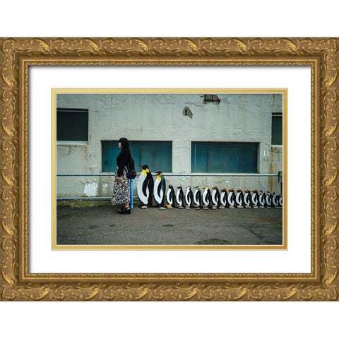 Queue Gold Ornate Wood Framed Art Print with Double Matting by Sangan, Kurosaki