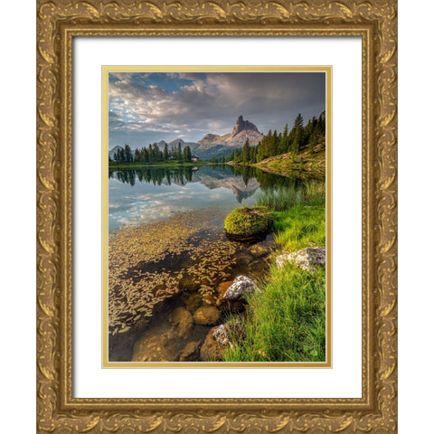 Lago Di Croda. Gold Ornate Wood Framed Art Print with Double Matting by Goossens, Henk