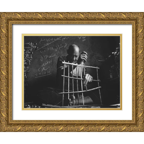 Works In The Dark Gold Ornate Wood Framed Art Print with Double Matting by Ragab, Hesham