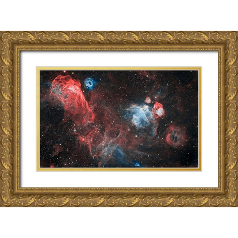 Dragon head Nebula Gold Ornate Wood Framed Art Print with Double Matting by Chander, Vikas