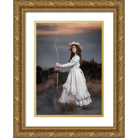 The Princess Of Lightning Gold Ornate Wood Framed Art Print with Double Matting by Girmencea, Robert