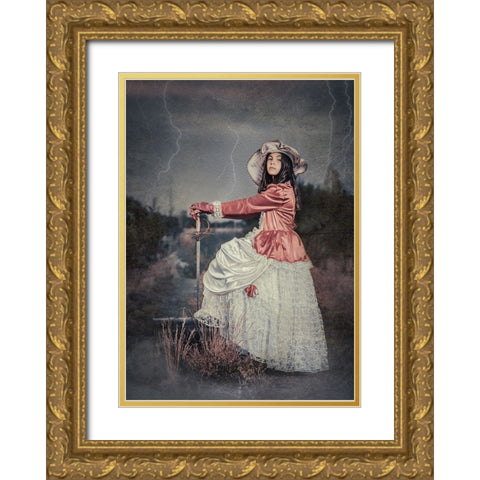 Vintage Barbie Gold Ornate Wood Framed Art Print with Double Matting by Girmencea, Robert