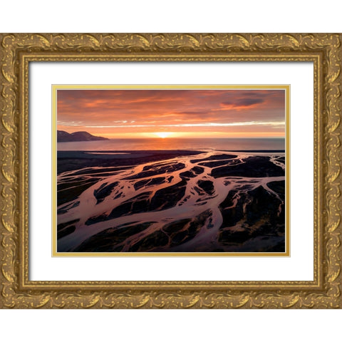 Into The Sea Gold Ornate Wood Framed Art Print with Double Matting by Dou, Shenshen