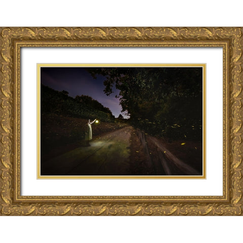 Never Stop Following Your Dreams Gold Ornate Wood Framed Art Print with Double Matting by Doretti, Pamela