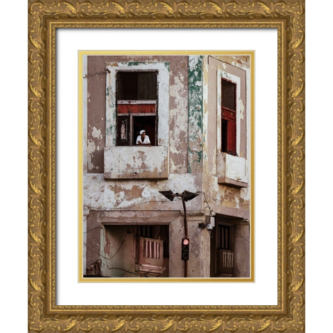 Looking Down Gold Ornate Wood Framed Art Print with Double Matting by Bauer, Andreas