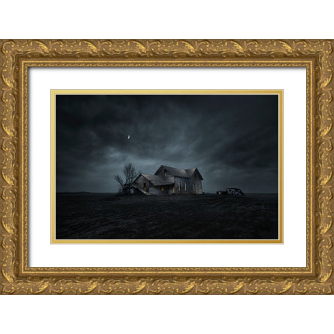 The Night Gold Ornate Wood Framed Art Print with Double Matting by Deng, Larry