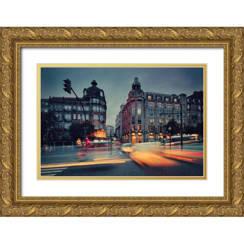 Porto Gold Ornate Wood Framed Art Print with Double Matting by Malkiewicz, Lukasz
