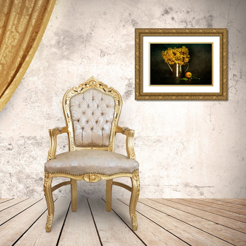 Helichrysum Arenarium/Altapn Otu Gold Ornate Wood Framed Art Print with Double Matting by Sahin, Ramiz
