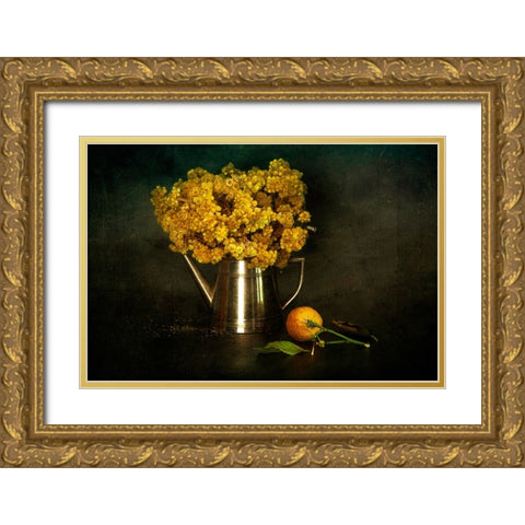 Helichrysum Arenarium/Altapn Otu Gold Ornate Wood Framed Art Print with Double Matting by Sahin, Ramiz