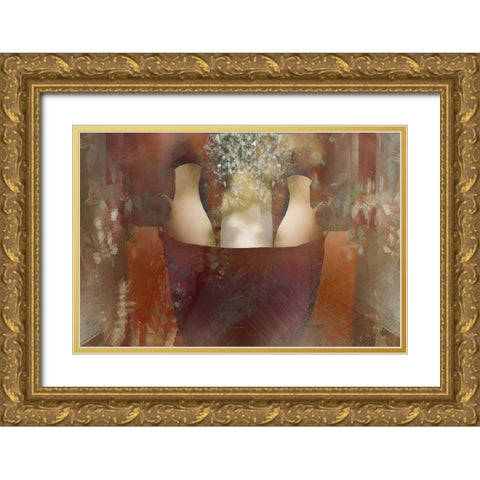 Three vases Gold Ornate Wood Framed Art Print with Double Matting by Talen, Nel