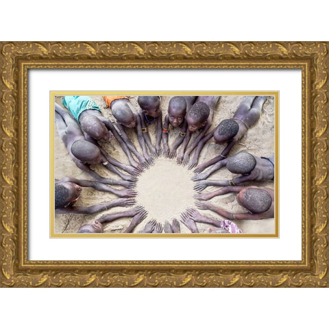 Little Fingers Gold Ornate Wood Framed Art Print with Double Matting by Wiener, Iris