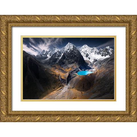 Blue Lagoon Gold Ornate Wood Framed Art Print with Double Matting by Nienartowicz, Karol