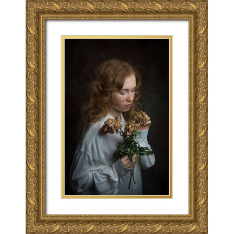 Withered Gold Ornate Wood Framed Art Print with Double Matting by Franke, Ruth