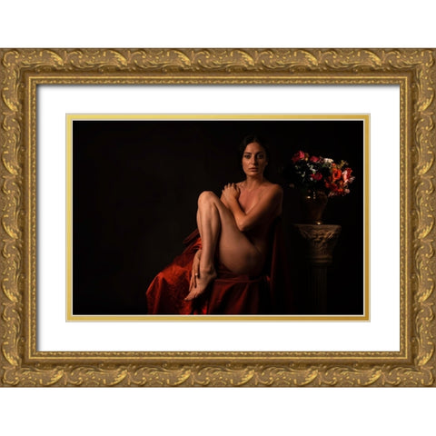 She Staring At Me Gold Ornate Wood Framed Art Print with Double Matting by Raskin, Moris
