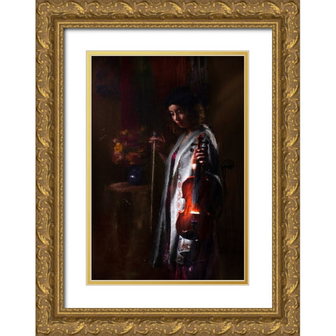 Musician Gold Ornate Wood Framed Art Print with Double Matting by Marjanmashhadi