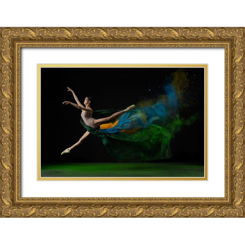 The Ballerina Gold Ornate Wood Framed Art Print with Double Matting by Aditya, Rawisyah