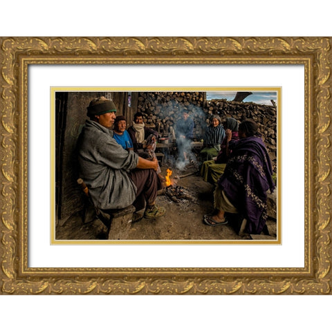 Rice Wine Bar Gold Ornate Wood Framed Art Print with Double Matting by Golani, Aharon