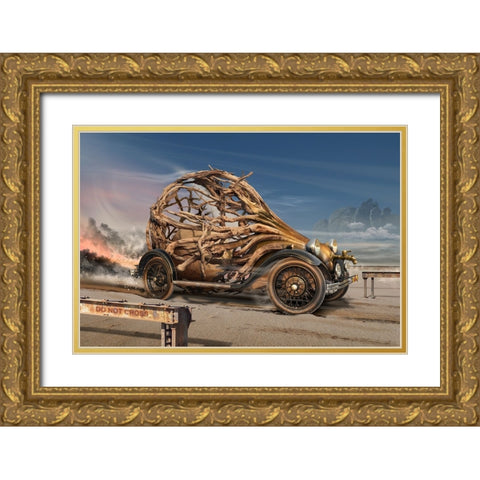 Do Not Cross Gold Ornate Wood Framed Art Print with Double Matting by Penchev, Radoslav