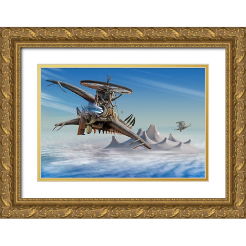 Air Pursuit Gold Ornate Wood Framed Art Print with Double Matting by Penchev, Radoslav