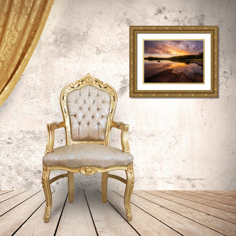 Forest Lake Gold Ornate Wood Framed Art Print with Double Matting by Lindsten, Christian