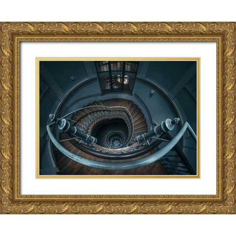 Swirl Gold Ornate Wood Framed Art Print with Double Matting by Derangowski, Lukasz