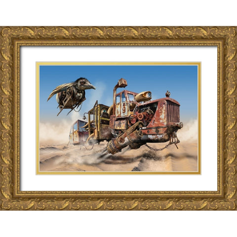 Desert Convoy Gold Ornate Wood Framed Art Print with Double Matting by Penchev, Radoslav