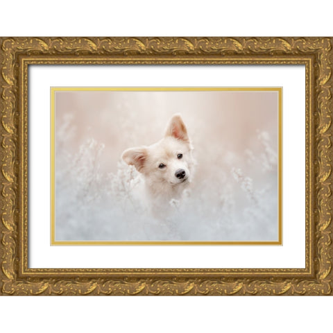 Beige Camouflage Gold Ornate Wood Framed Art Print with Double Matting by Shandor, Ve