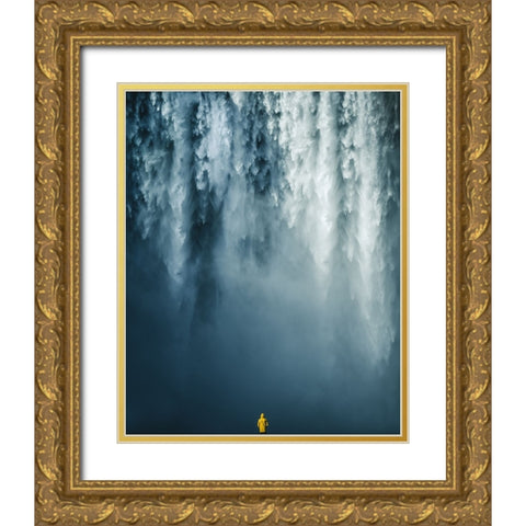 Skogafoss Gold Ornate Wood Framed Art Print with Double Matting by Ziomek, Witold
